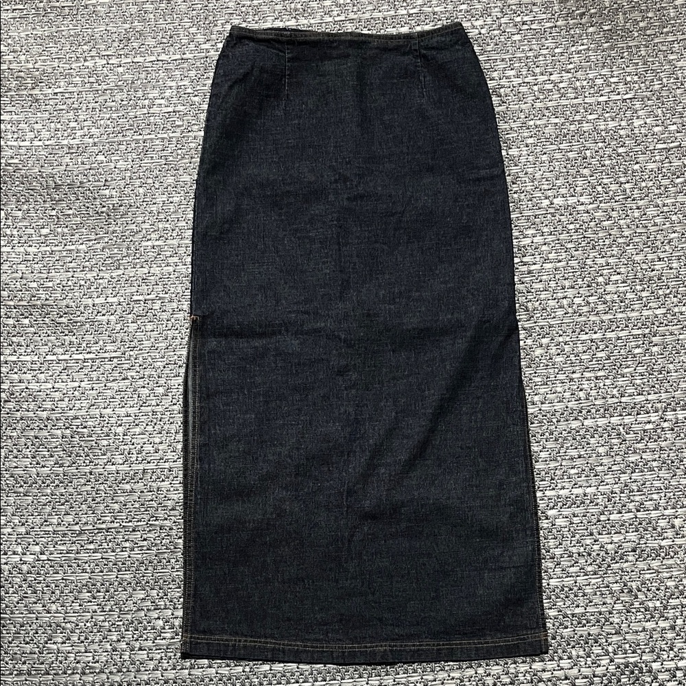 725 Originals | Dark Blue Denim Pencil Skirt with Side Slits